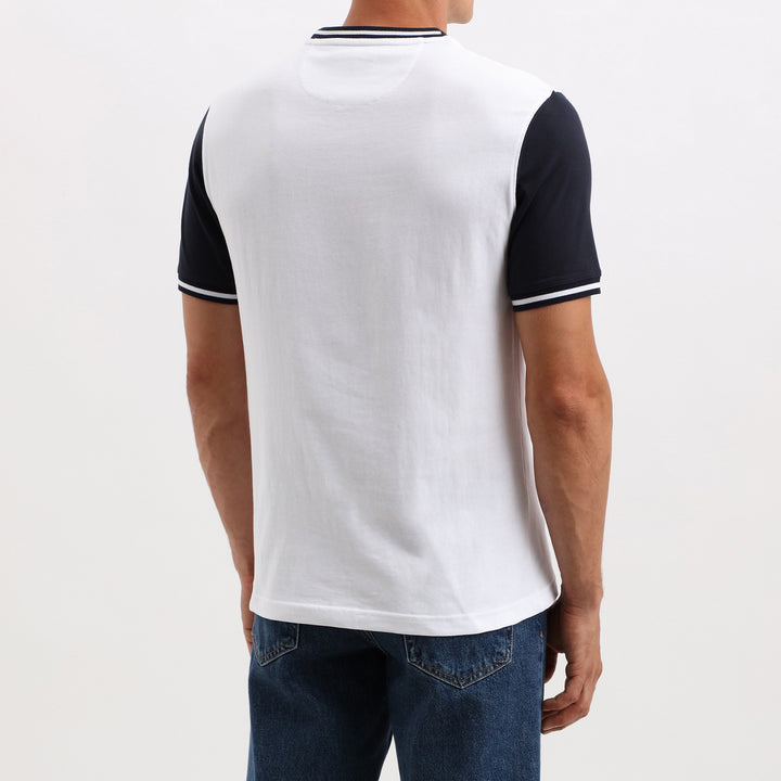 T-shirt bicolore blanc en jersey coton