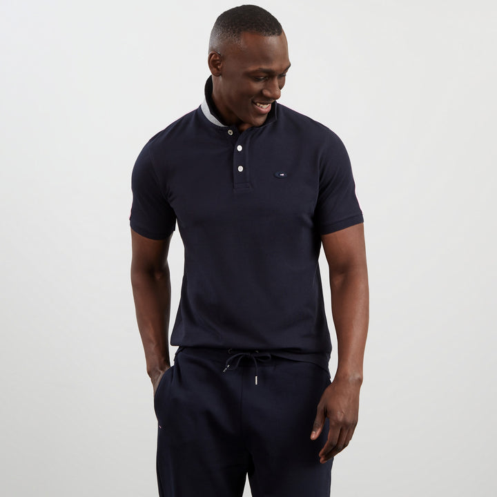 Polo à manches courtes en coton piqué bleu marine