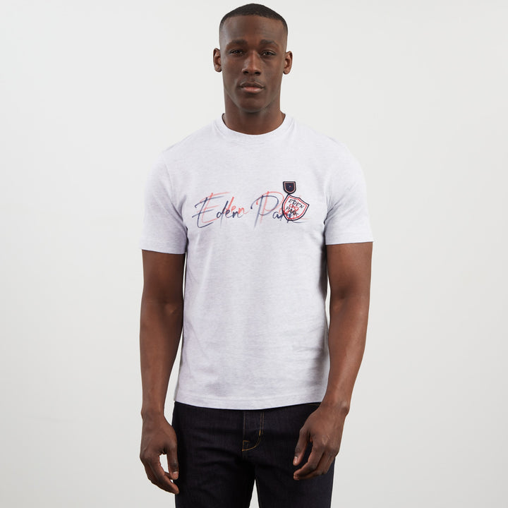 T-shirt gris à sérigraphie Eden Park bicolore