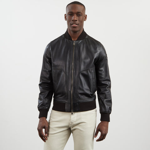 Blouson zippé en cuir noir - Image 3