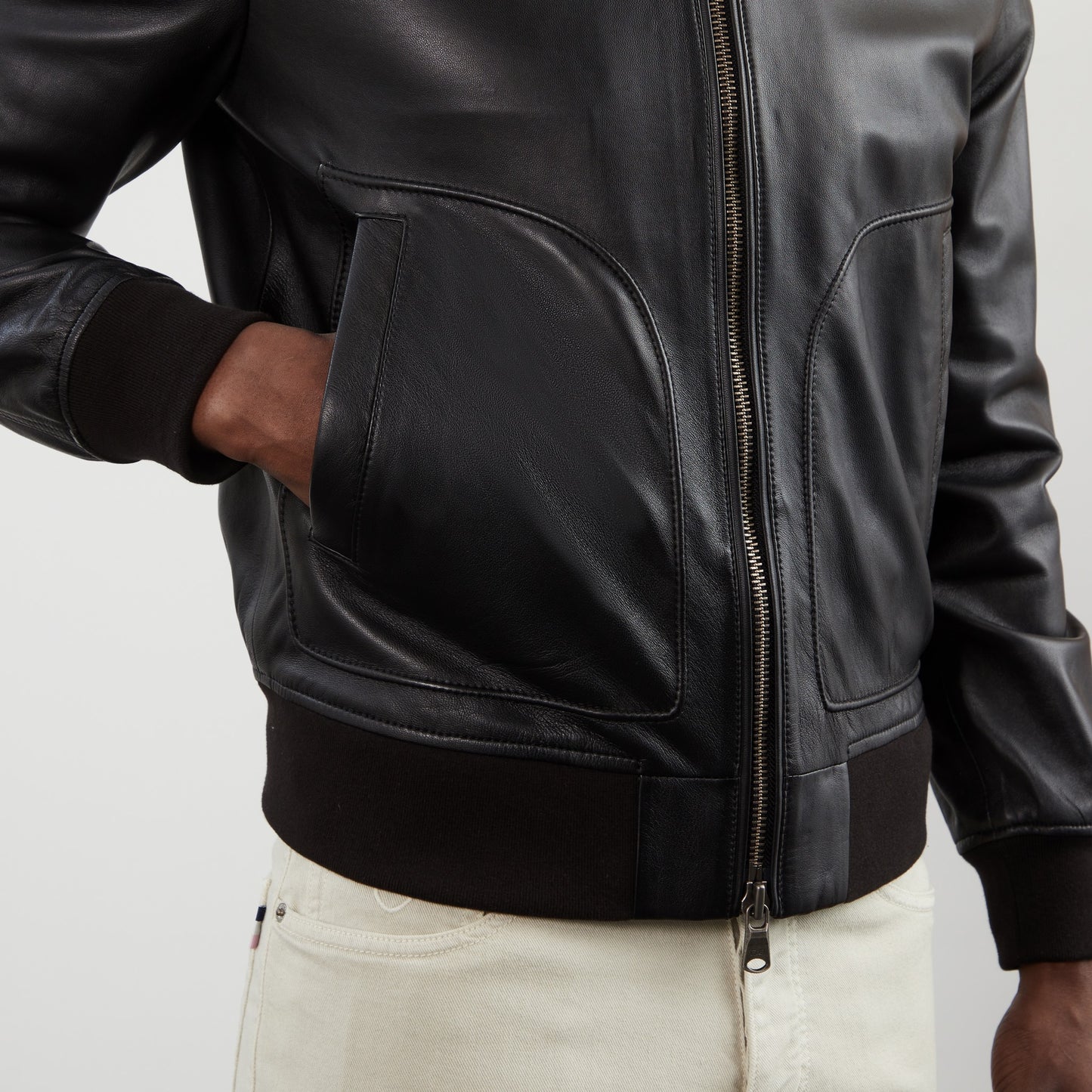 Black zipped leather jacket
