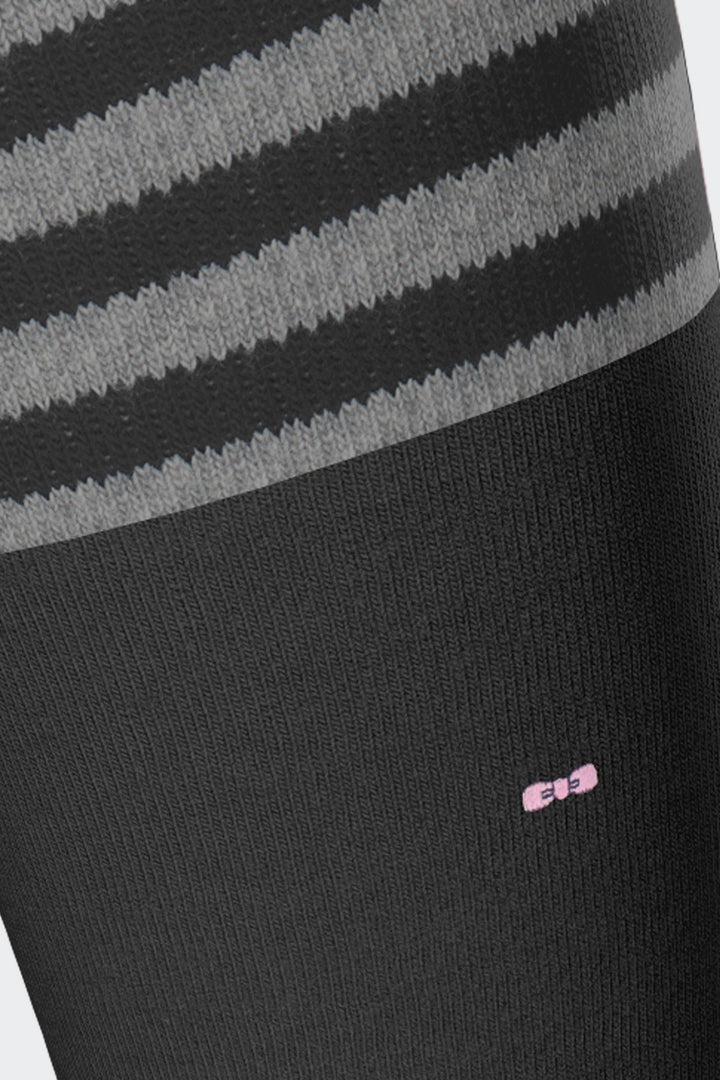 Paire de chaussettes noires à bords rayés en coton stretch