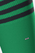 Paire de chaussettes vertes à bords rayés en coton stretch
