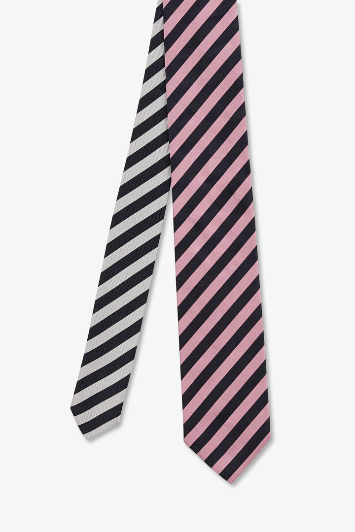 Cravate rose à rayures tricolores