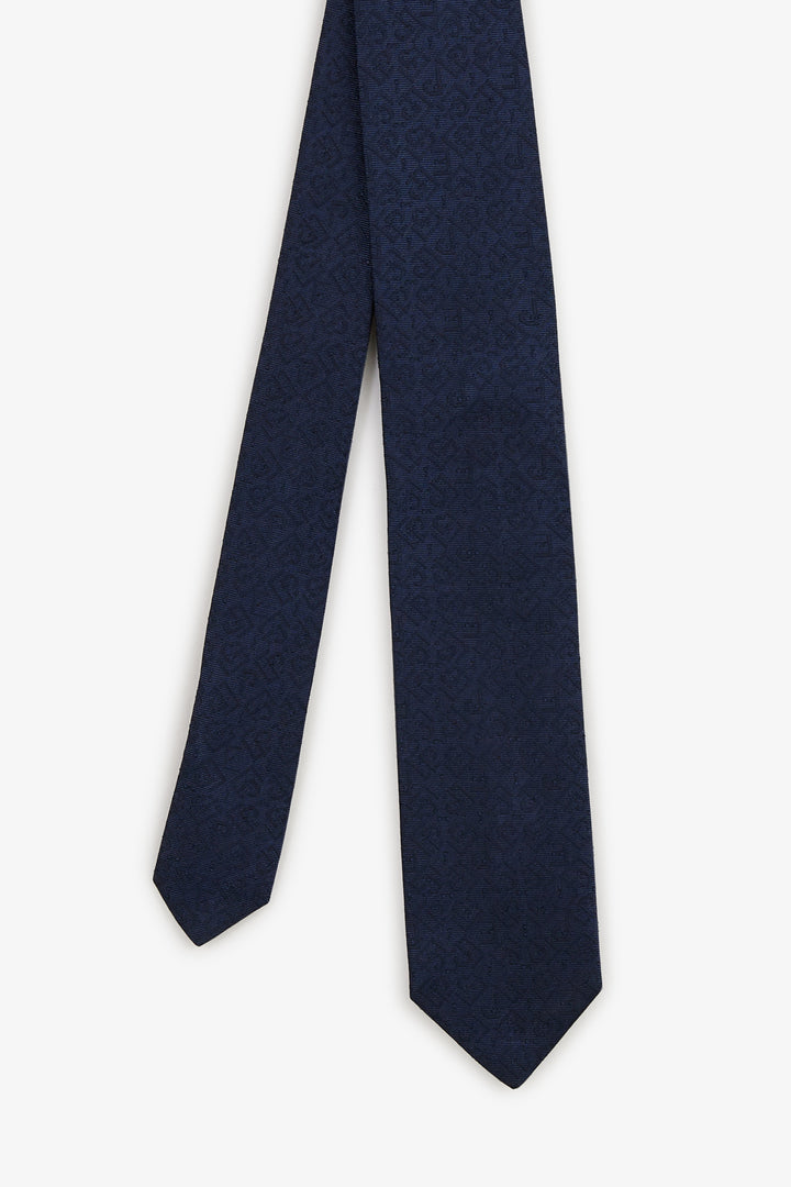 Cravate bleu foncé à micros-motifs exclusifs
