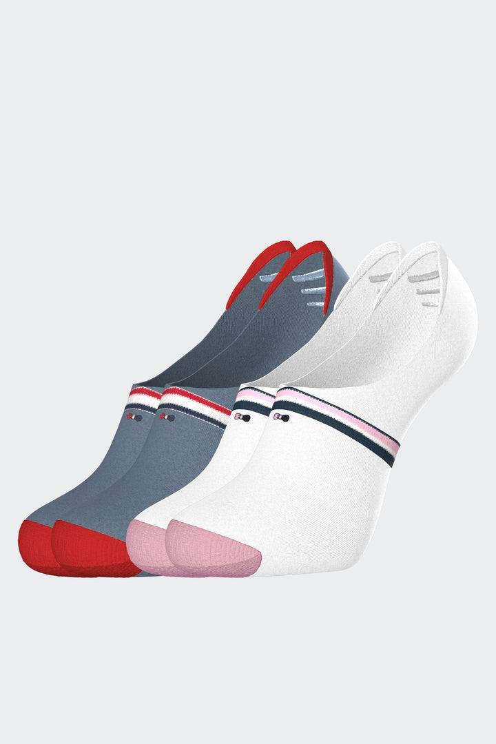 Lot de 2 paires de chaussettes basses à détails tricolores en coton stretch