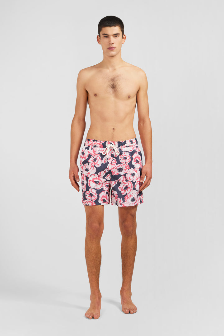 Short de bain rose imprimé exclusif fleurs