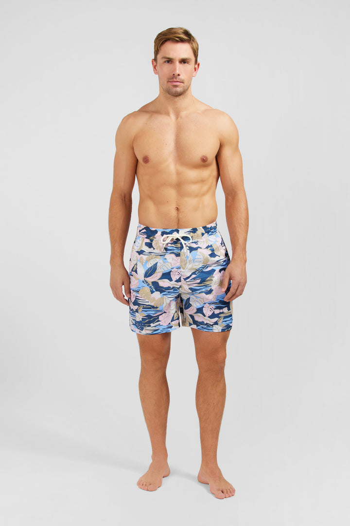 Short de bain rose imprimé exclusif tropical