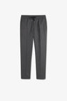 Grey lyocell and linen elastic waistband pants in Modern fit cut