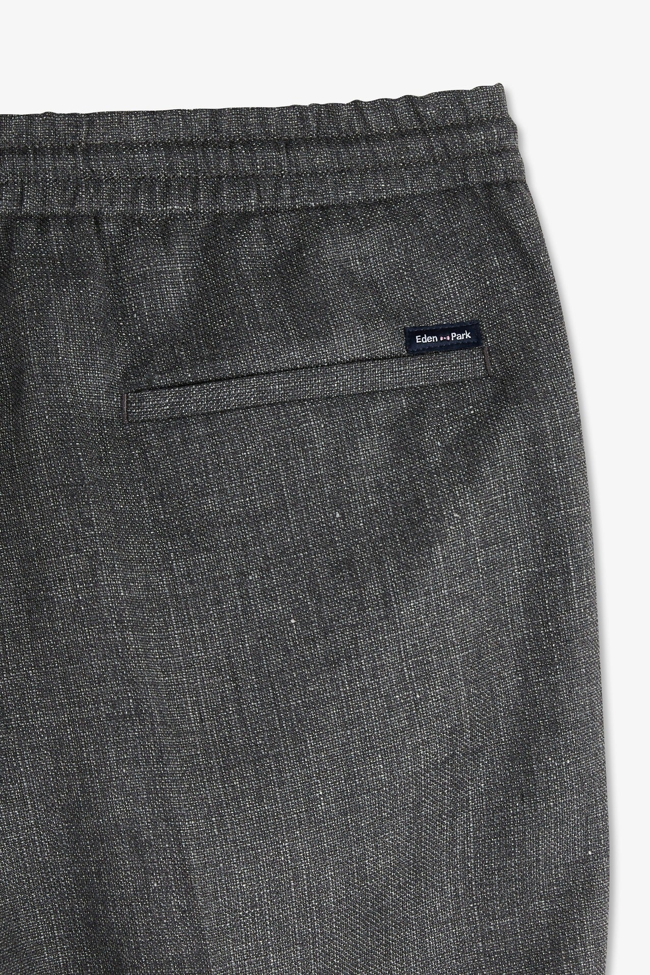 Pantalon à taille élastiquée en lyocell et lin gris coupe Modern