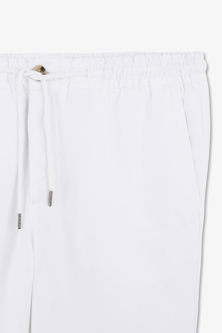 Pantalon à taille élastiquée en lyocell mélangé blanc