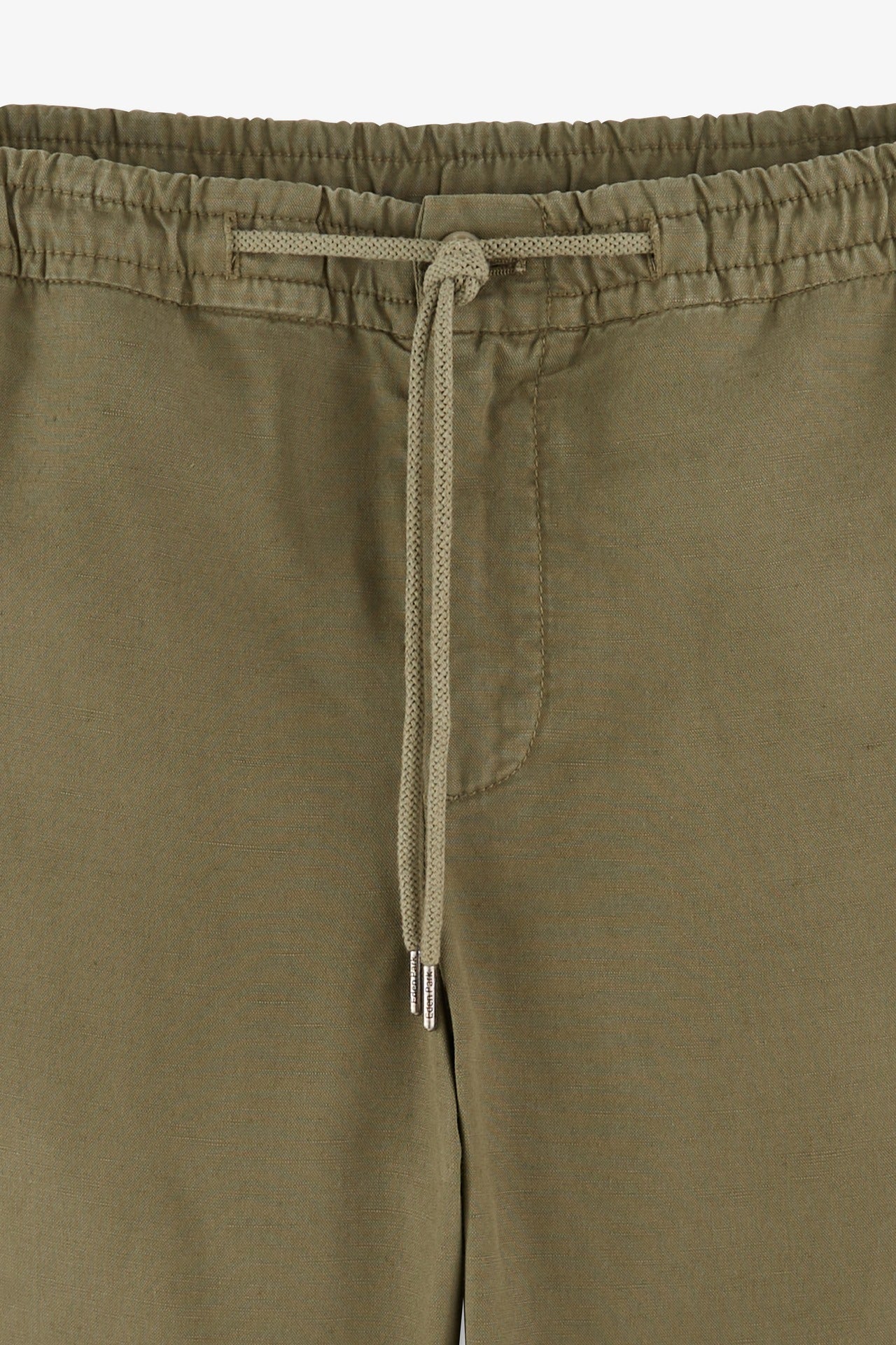 Pantalon à taille élastiquée en lyocell mélangé kaki