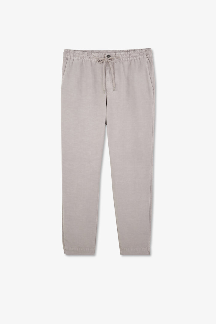 Pantalon à taille élastiquée en lyocell mélangé gris