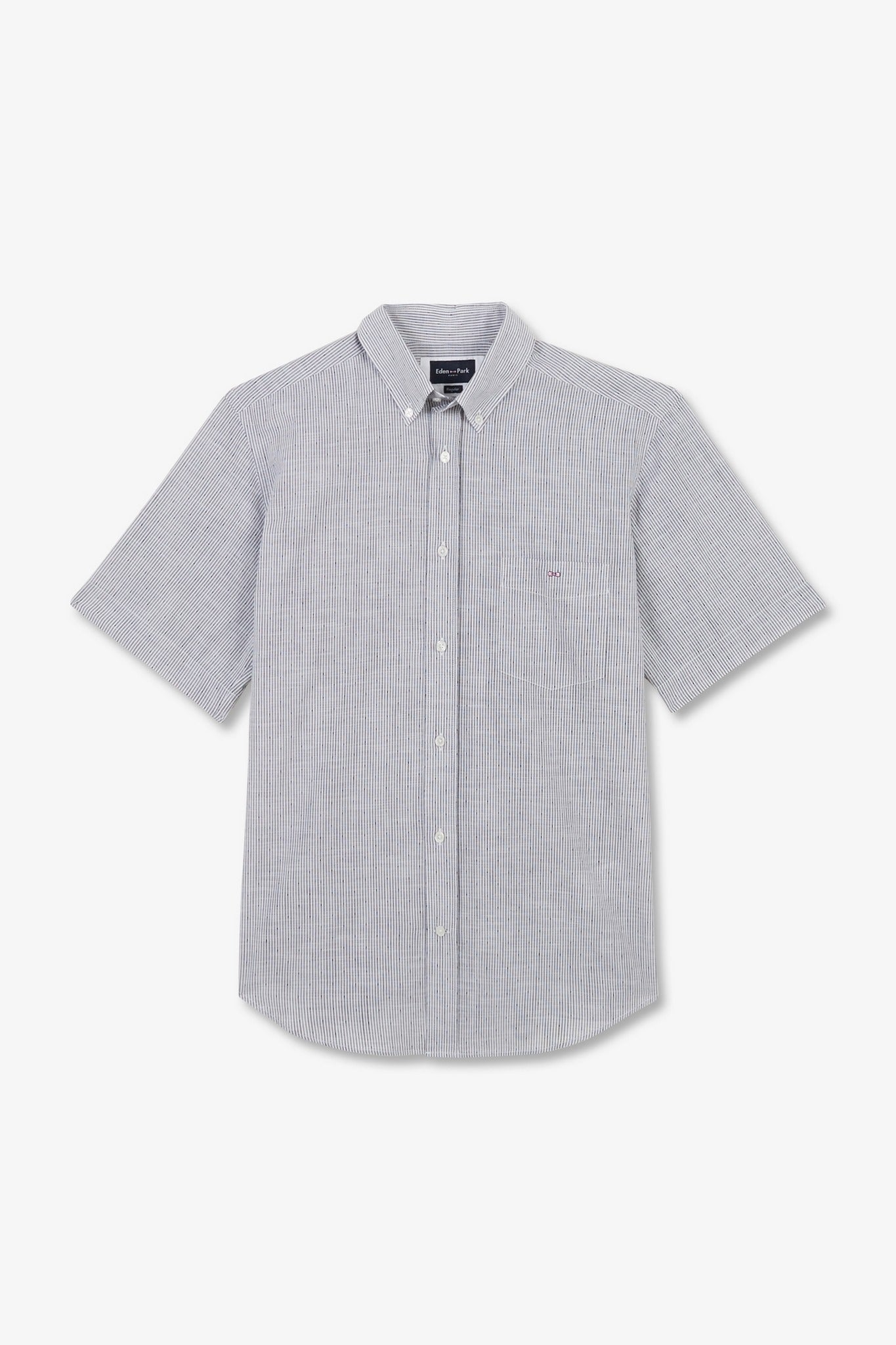 Chemisette rayée bleu foncé en coton dobby