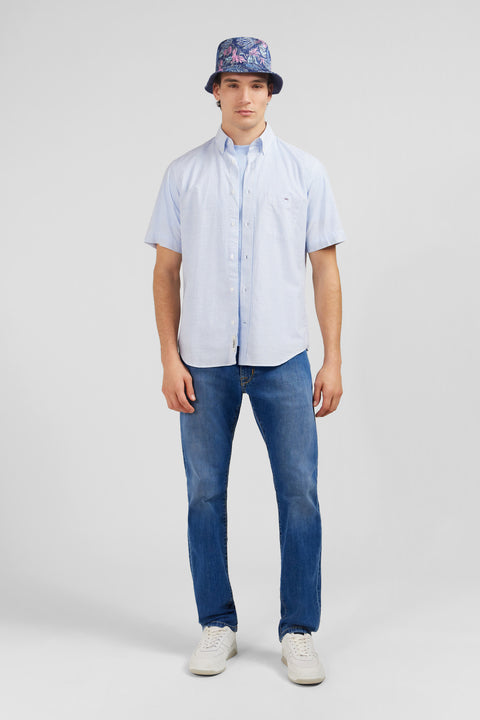Blue striped shirt in cotton dobby - Image 1