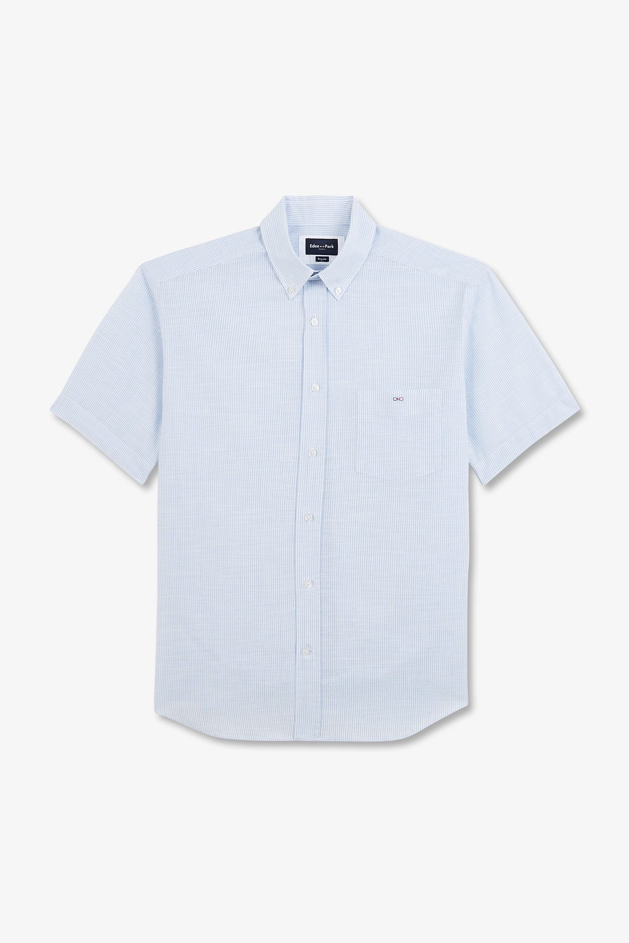 Chemisette rayée bleue en coton dobby