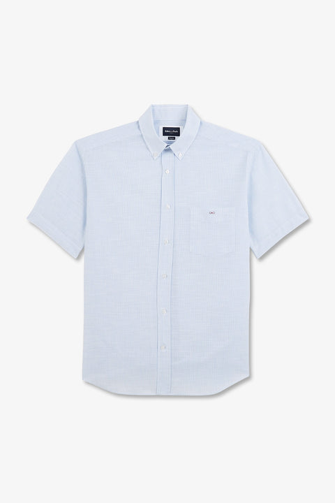 Blue striped shirt in cotton dobby - Image 2