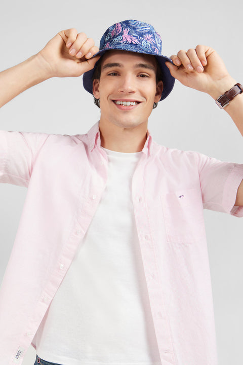 Pink striped shirt in cotton dobby - Image 3