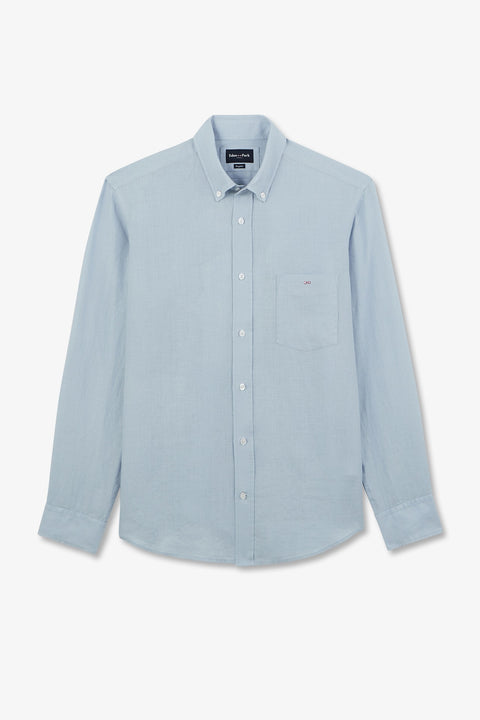 Plain light blue shirt in linen - Image 2