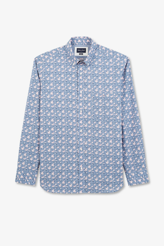 Chemise Eden Park Town Line Manches Longues Bleu Et Blanc - Taille L (41) - Occasion Très Bon état