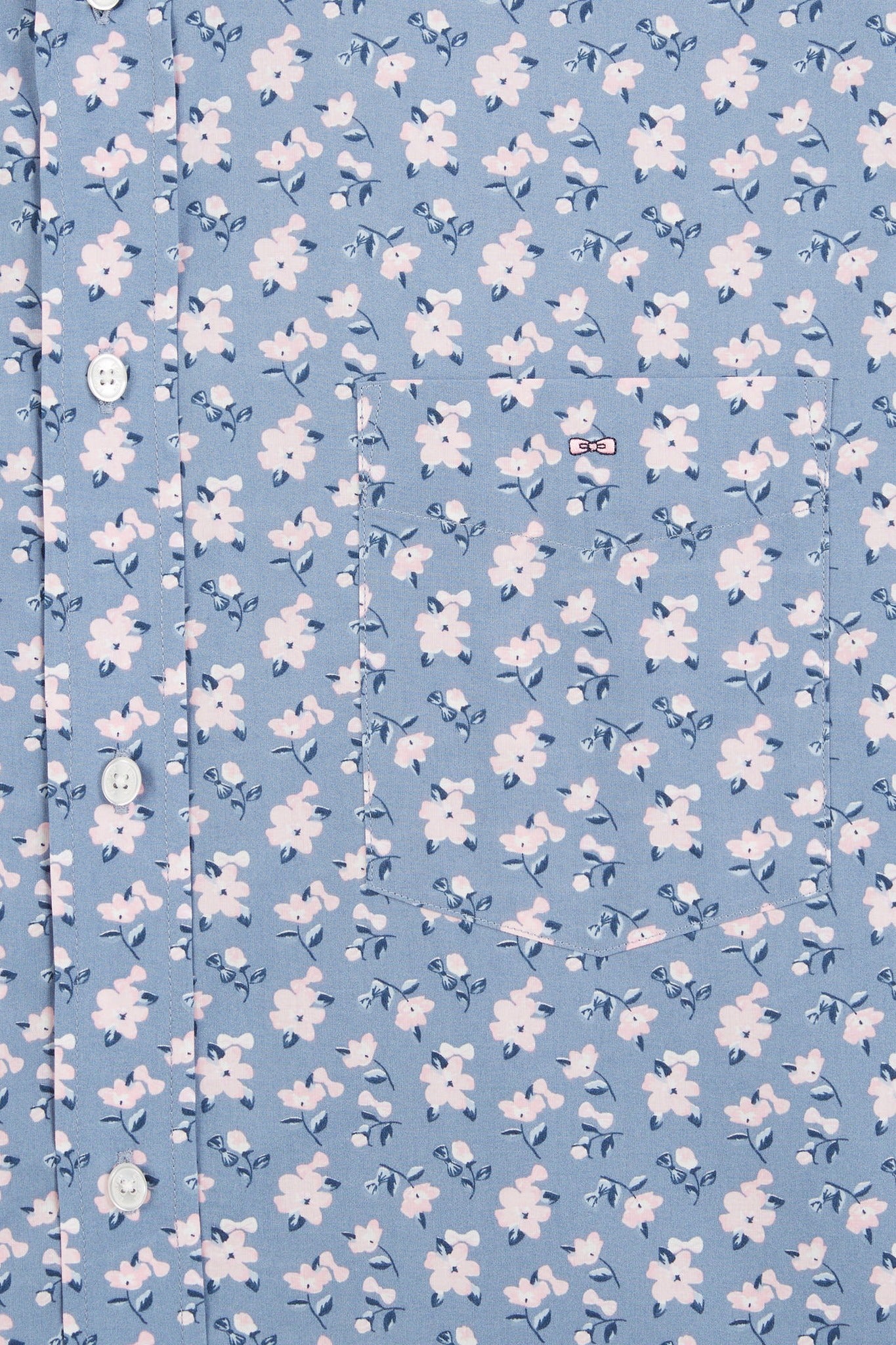Chemise bleue imprimée exclusif fleurs