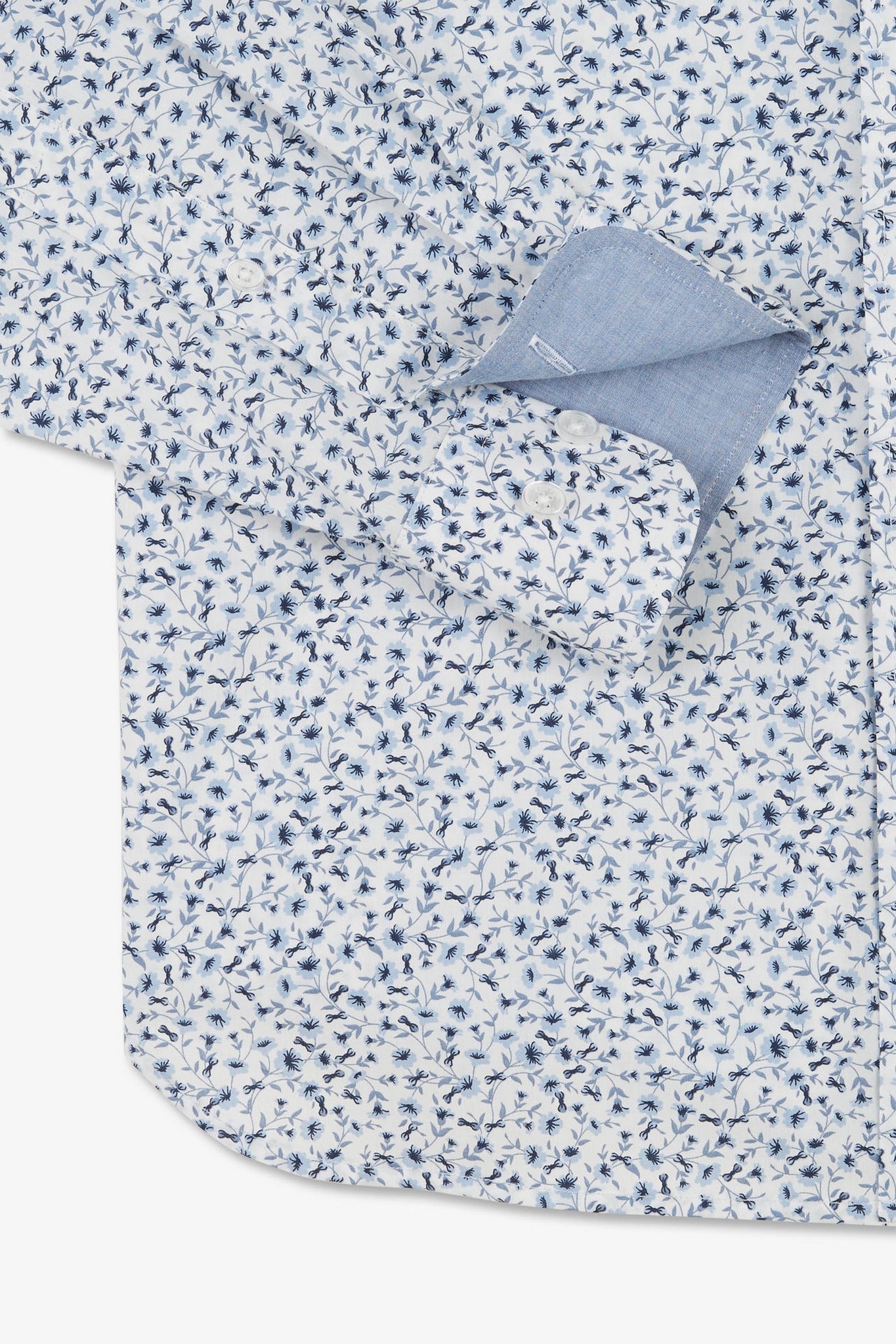Chemise bleu clair à micro motif fleuri