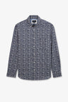 Navy blue shirt with a floral micro motif