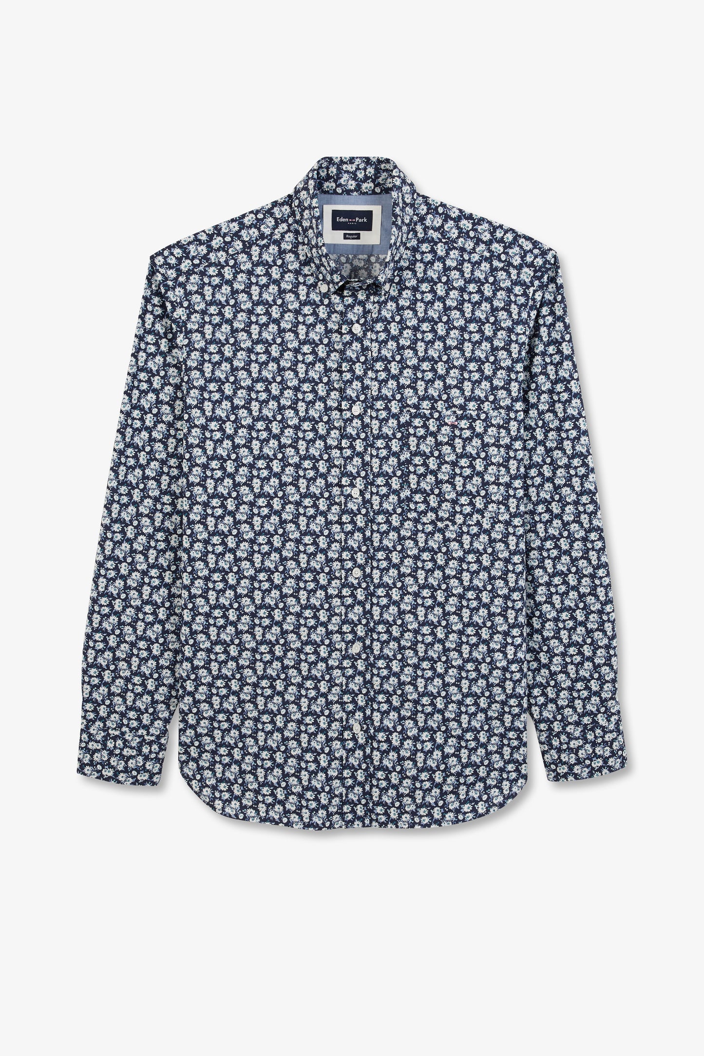 Chemise bleu marine imprimée exclusif fleurs