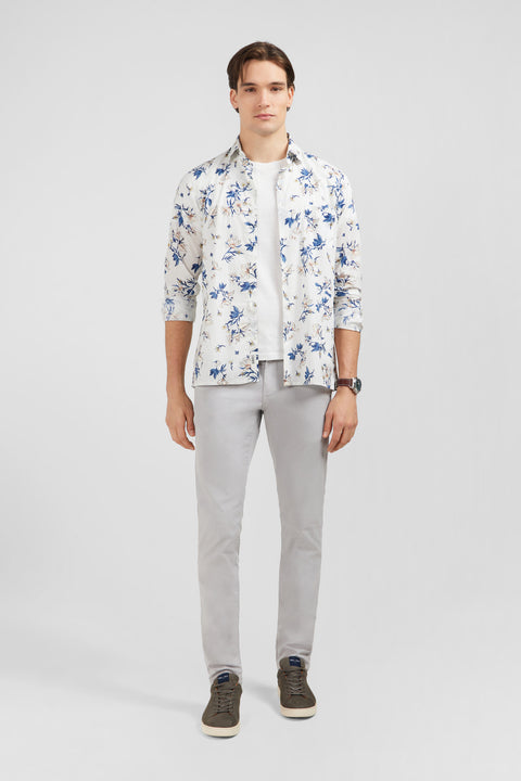 Chemise en coton blanc imprimée fleurs - Image 1
