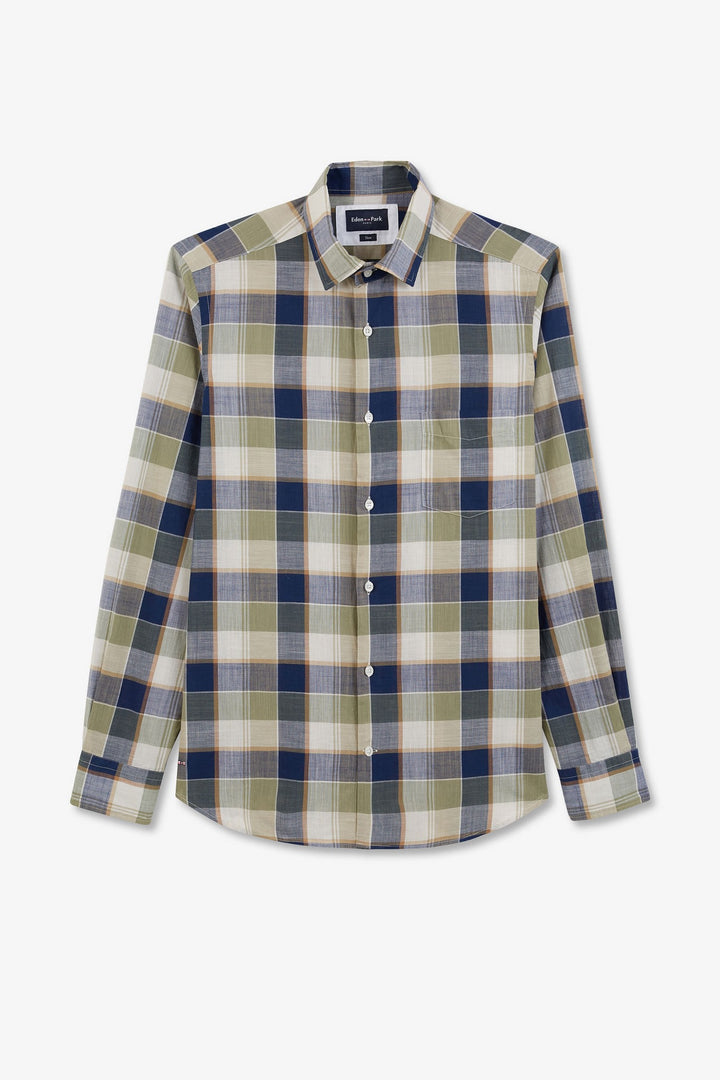 Chemise Homme Two Flowers – Taille 2XL – 100% Coton – Manches Longues – Carreaux Beige – Neuf Avec étiquettes