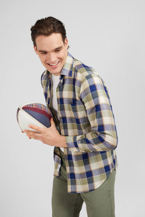 Chemise bleue et beige à carreaux - Image 3