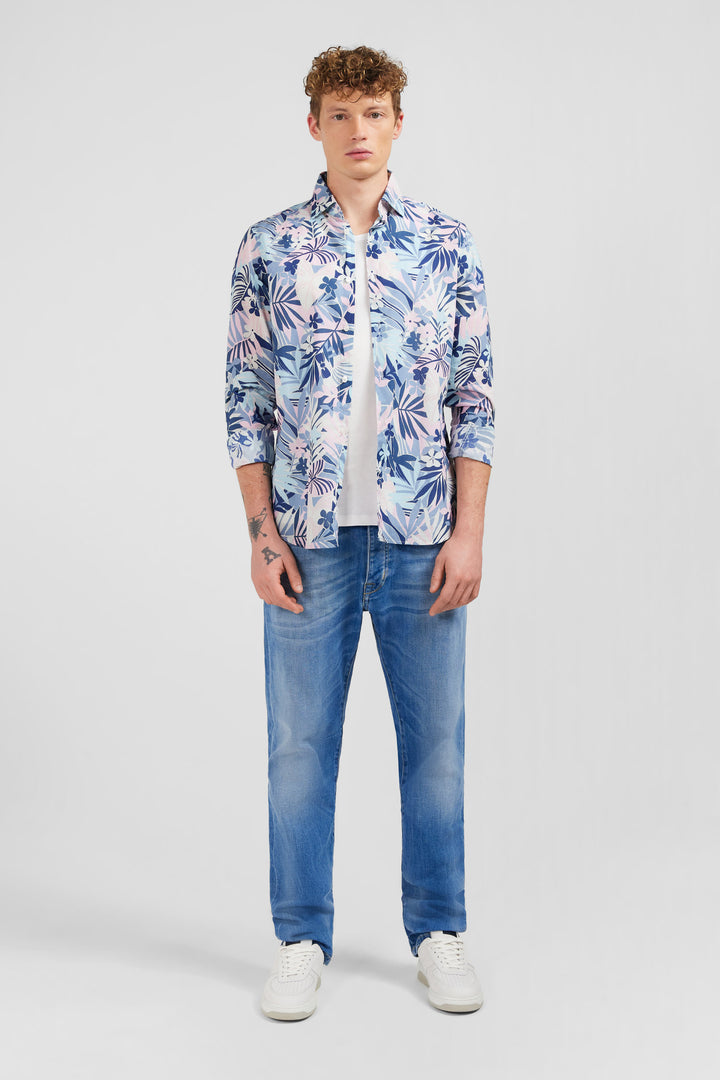 Chemise en voile de coton à motif tropical