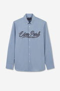 Chemise bleue à broderie Eden Park fleurie