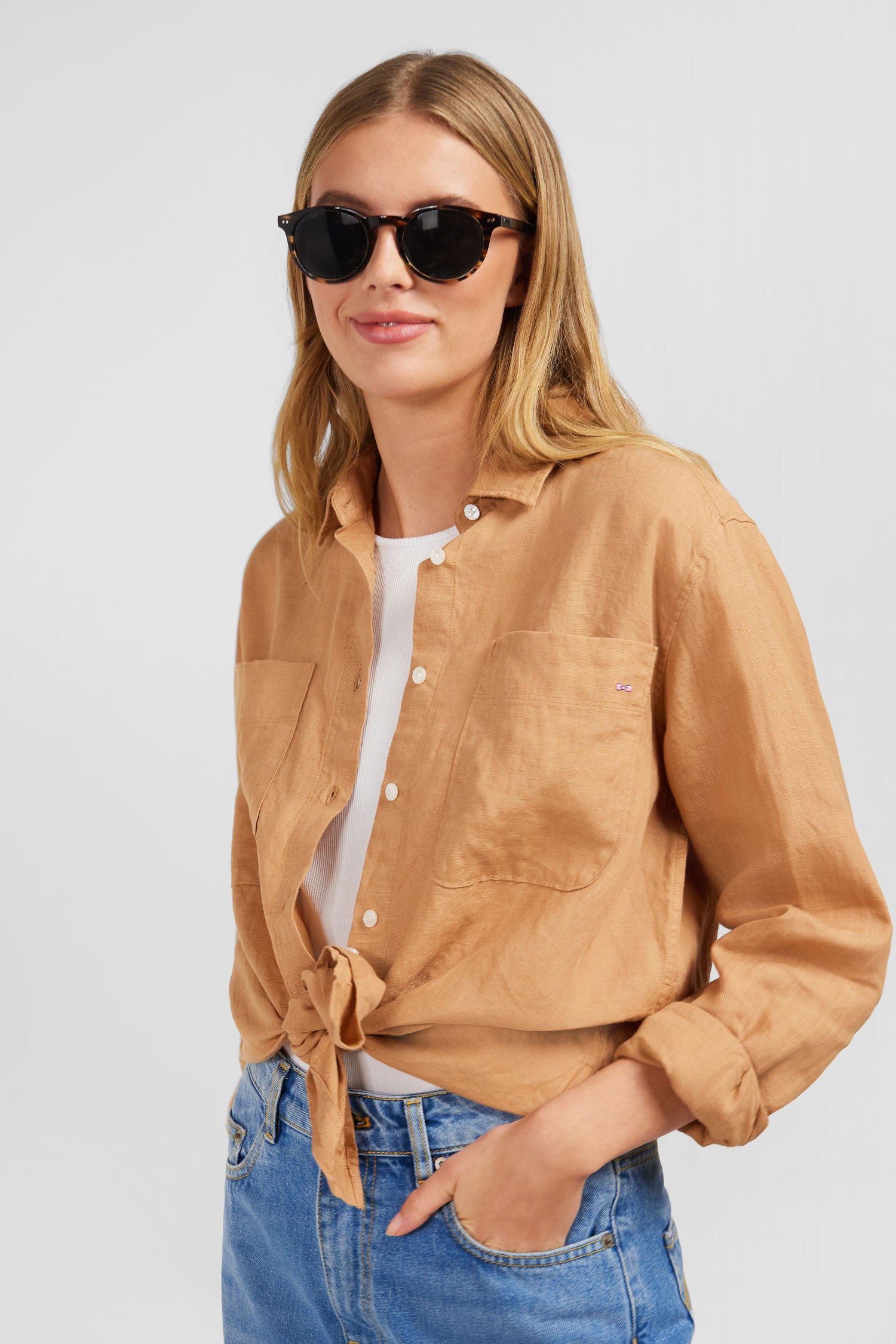 Chemisier beige uni
