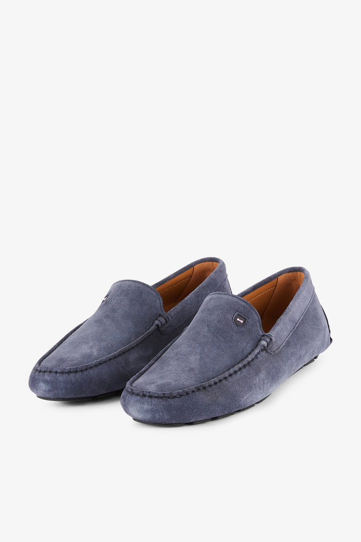 Mocassins bleus en cuir suédé