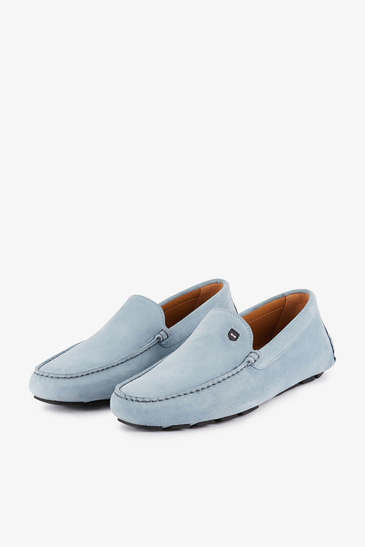 Mocassins bleu ciel en cuir suédé