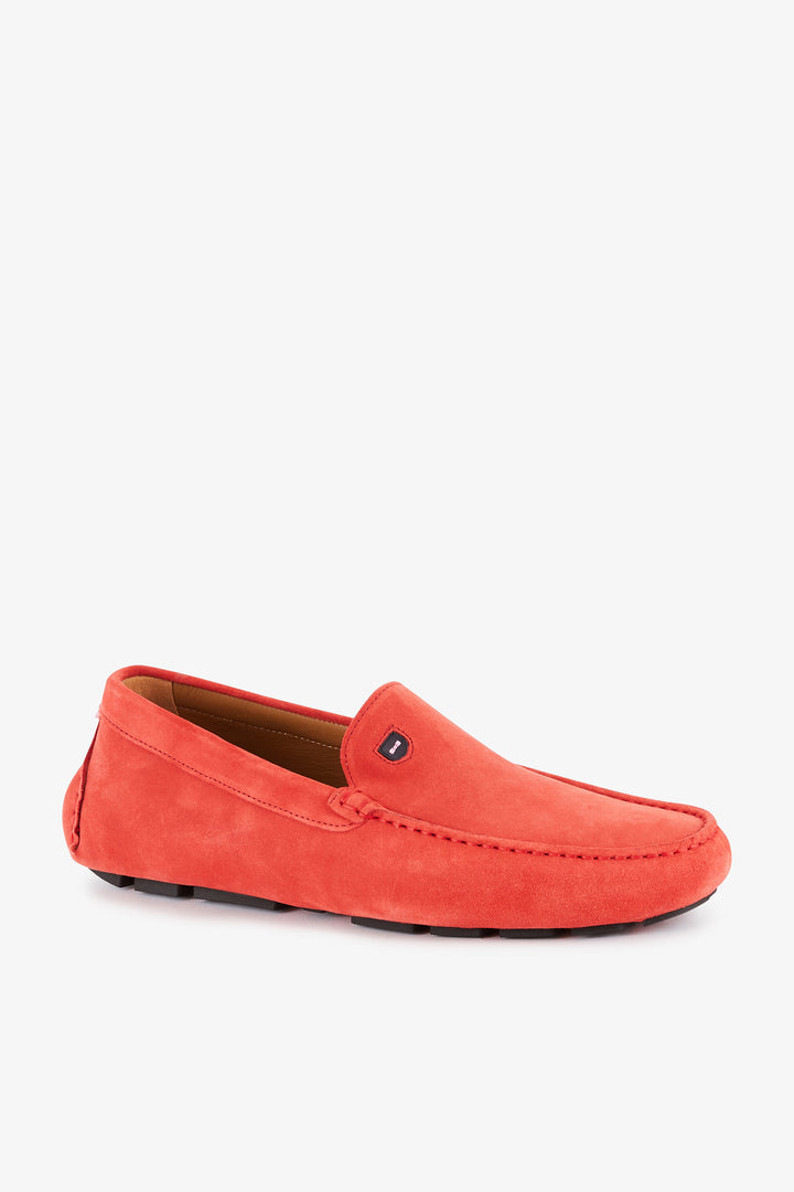 Mocassins rouges en cuir suédé