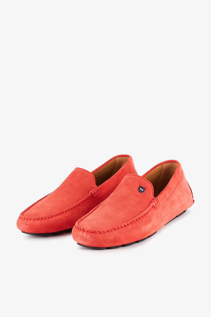 Mocassins rouges en cuir suédé