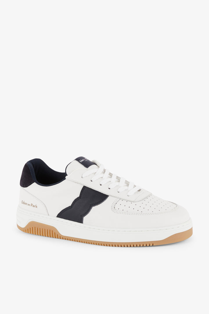 Baskets blanches bicolores en cuir