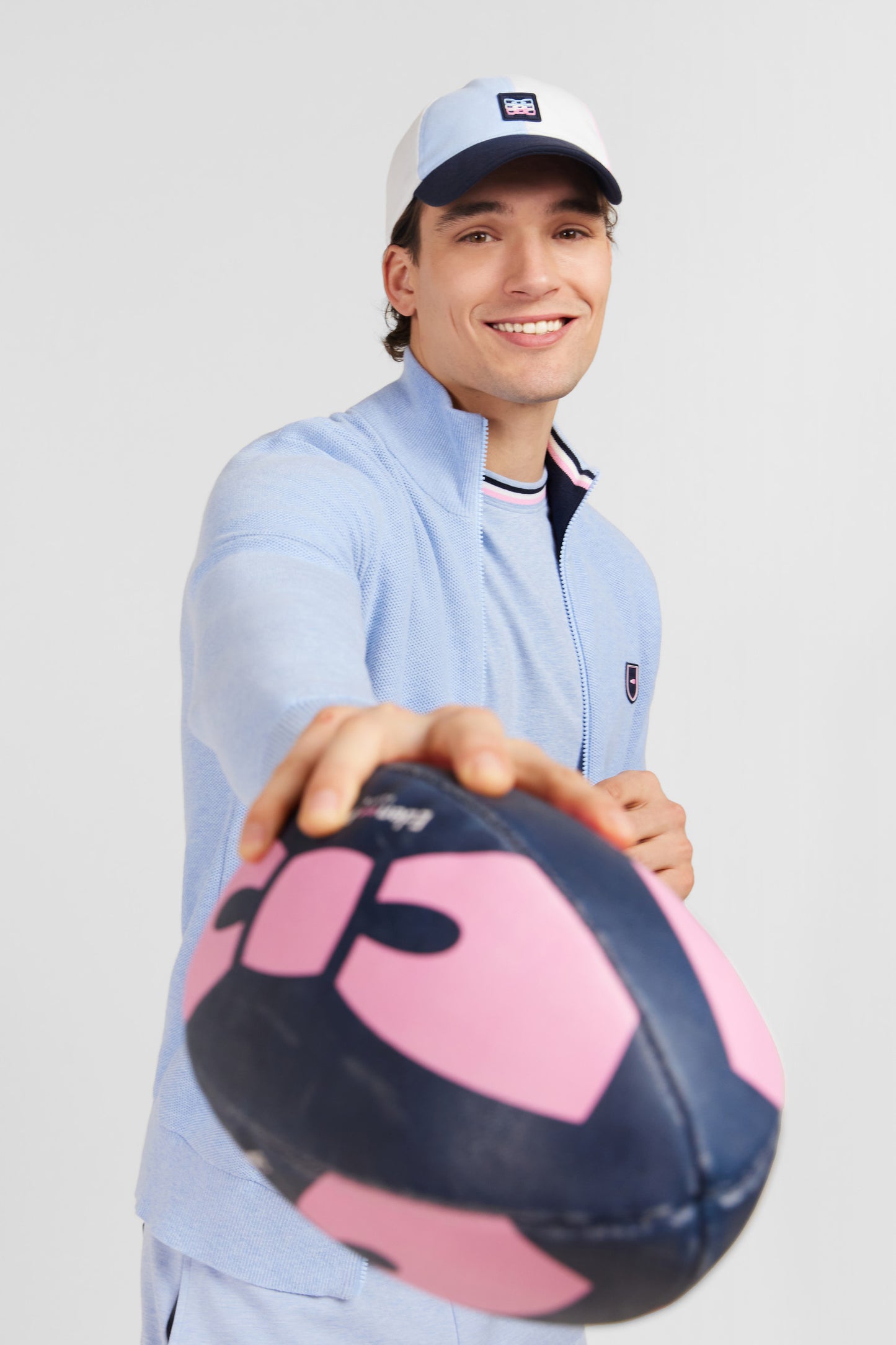 Cardigan zippé bleu