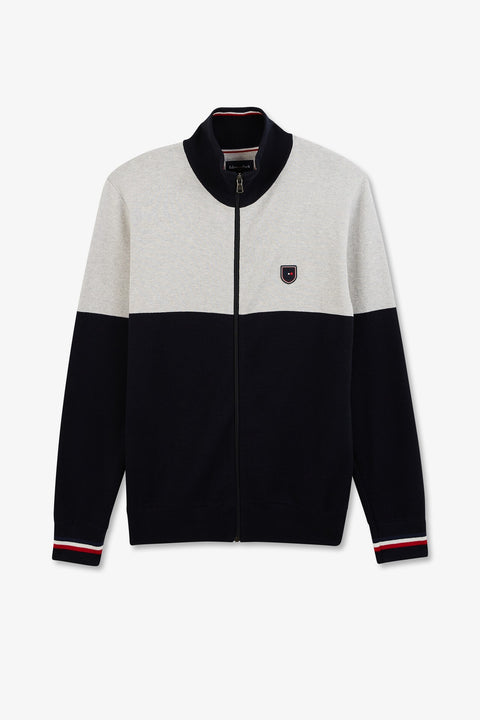 Cardigan zippé gris colorblock - Image 2