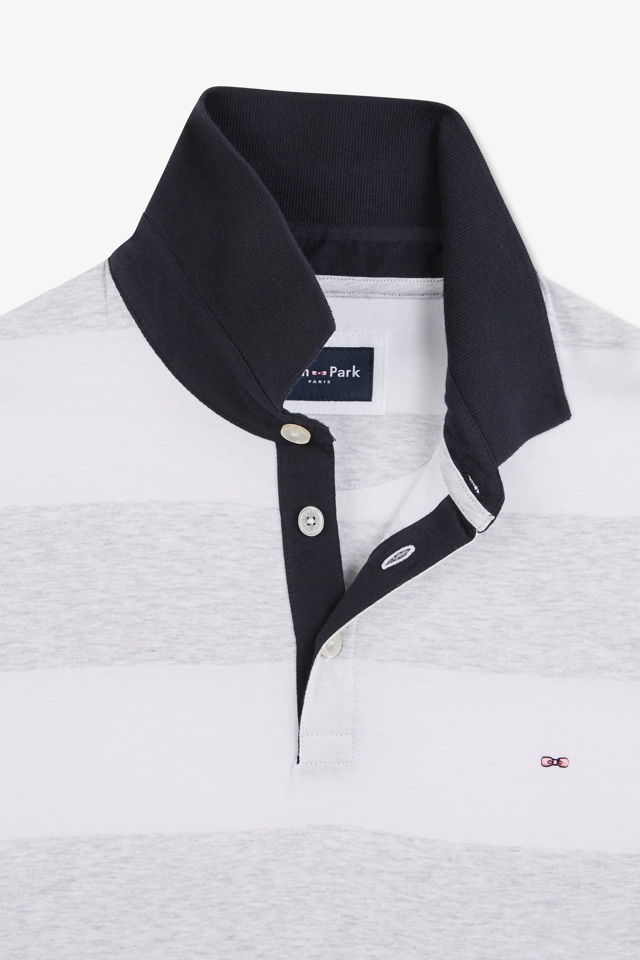 White striped short-sleeved polo shirt