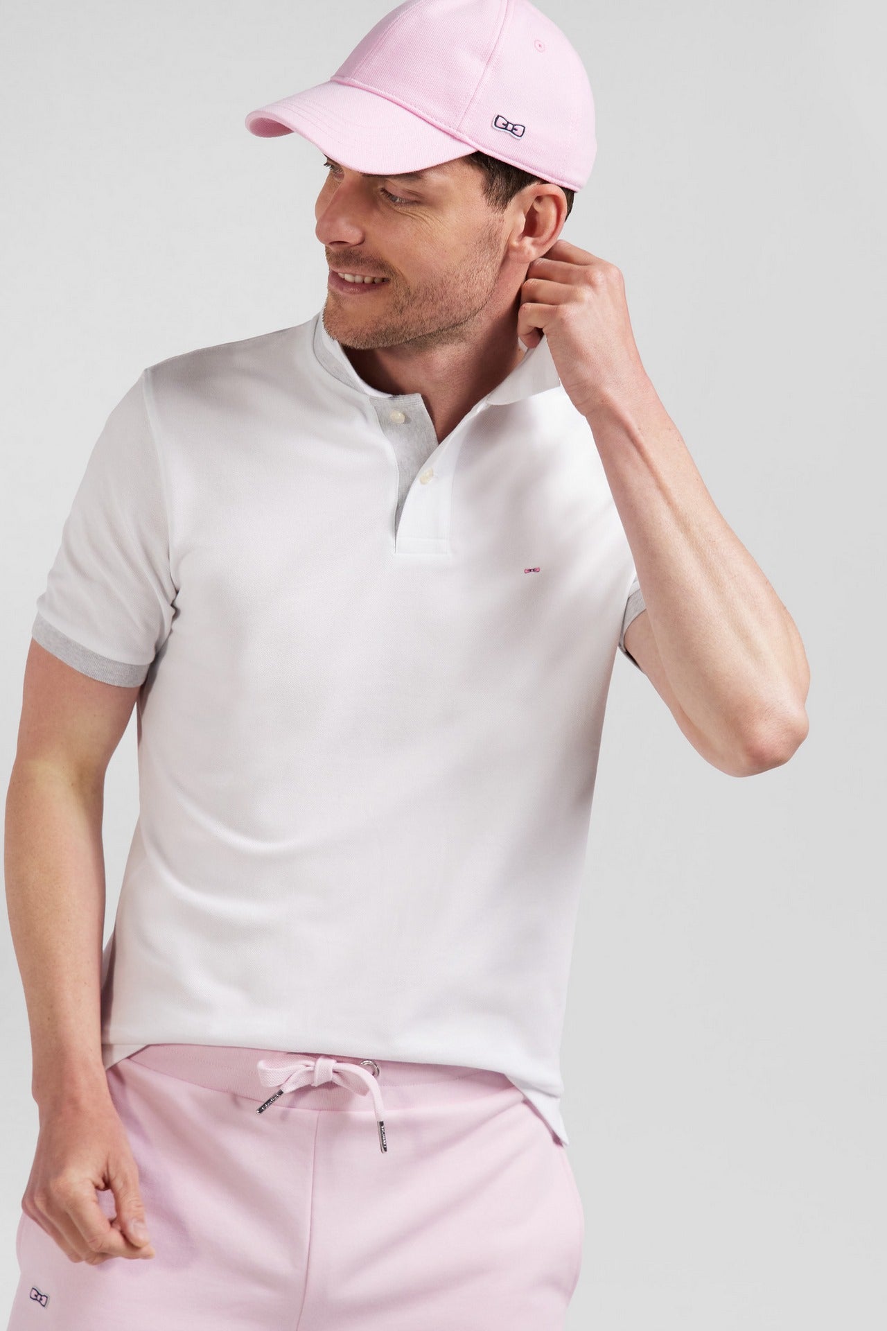 White short-sleeved polo shirt
