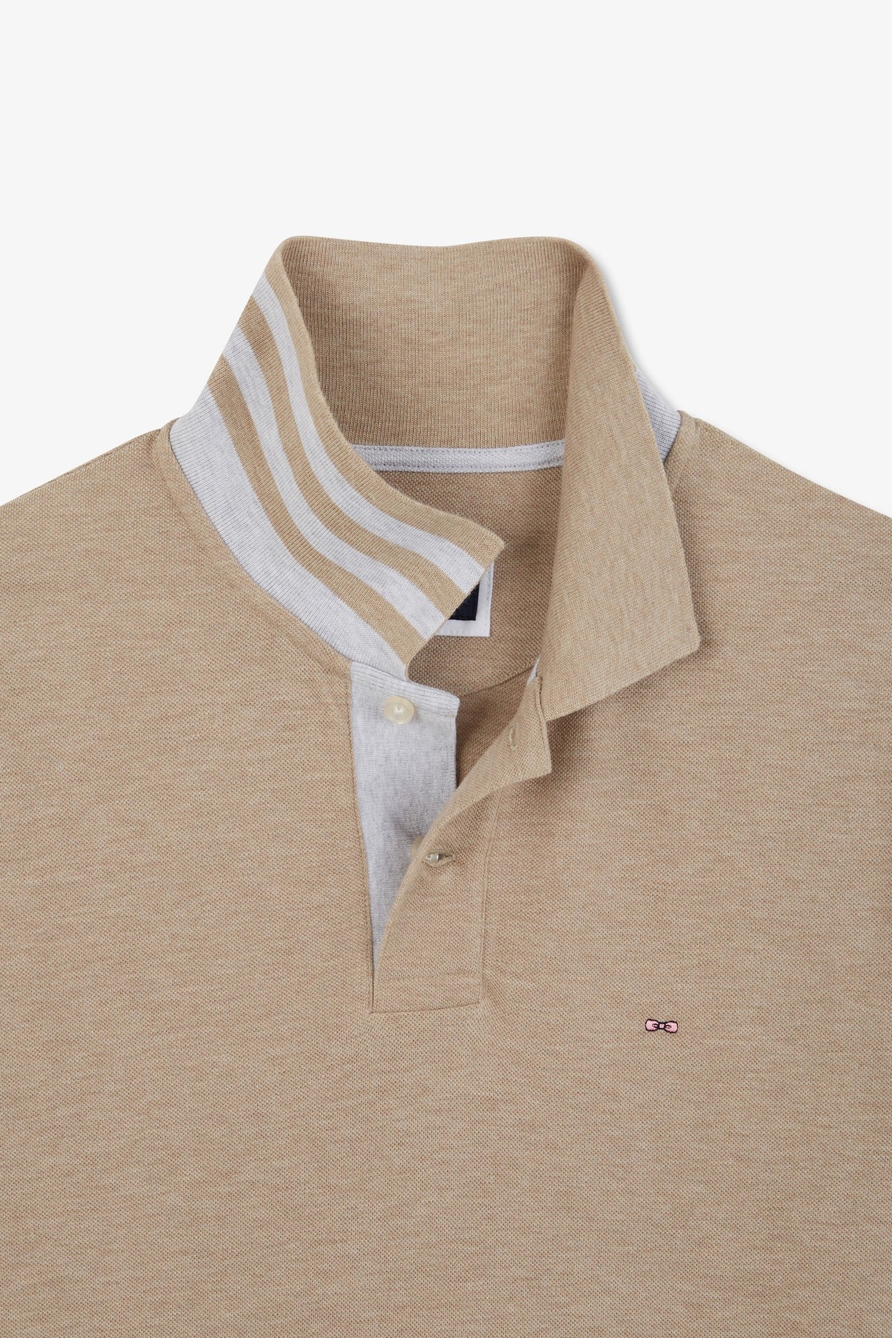 Beige short-sleeved polo shirt