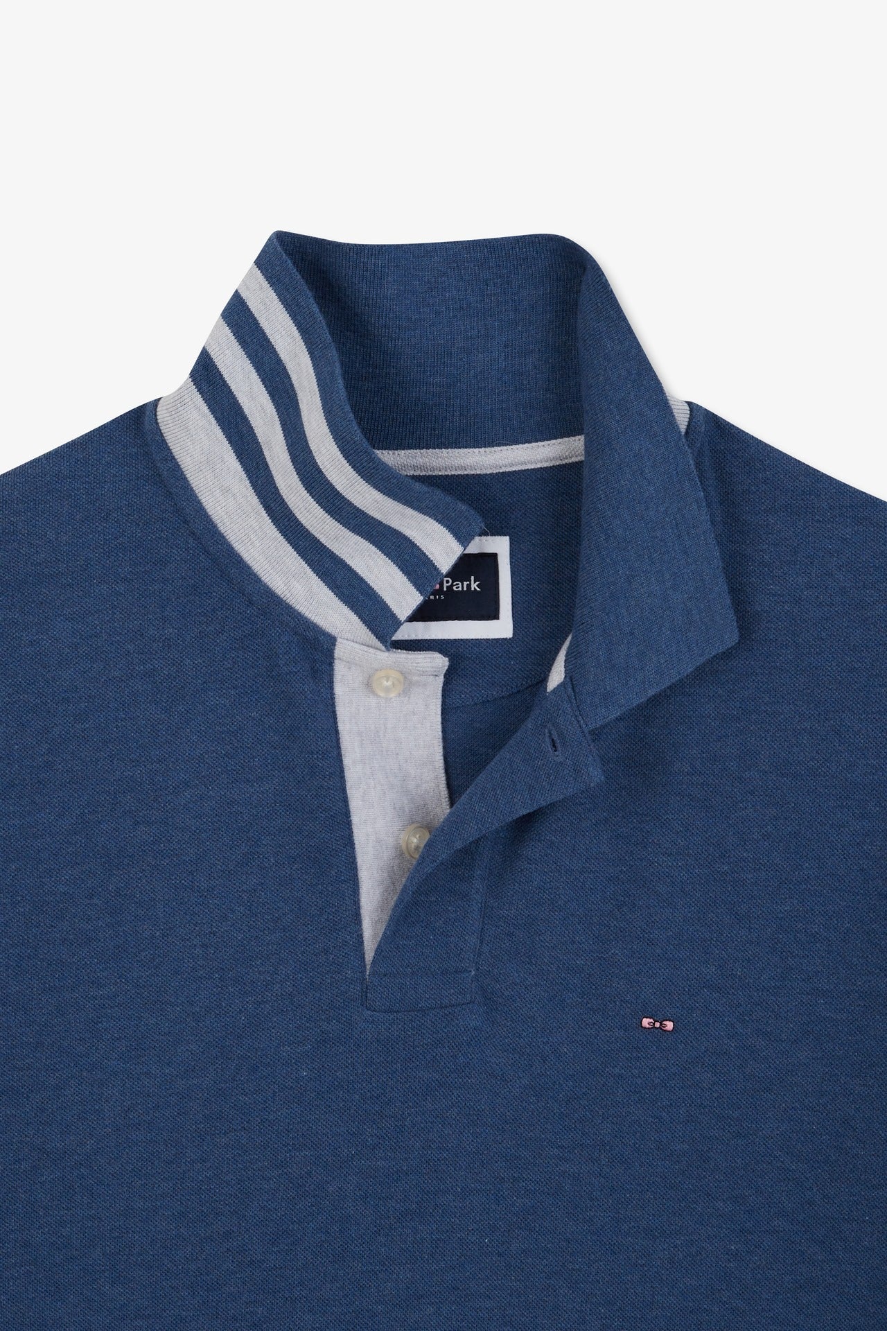 Blue short-sleeved polo shirt
