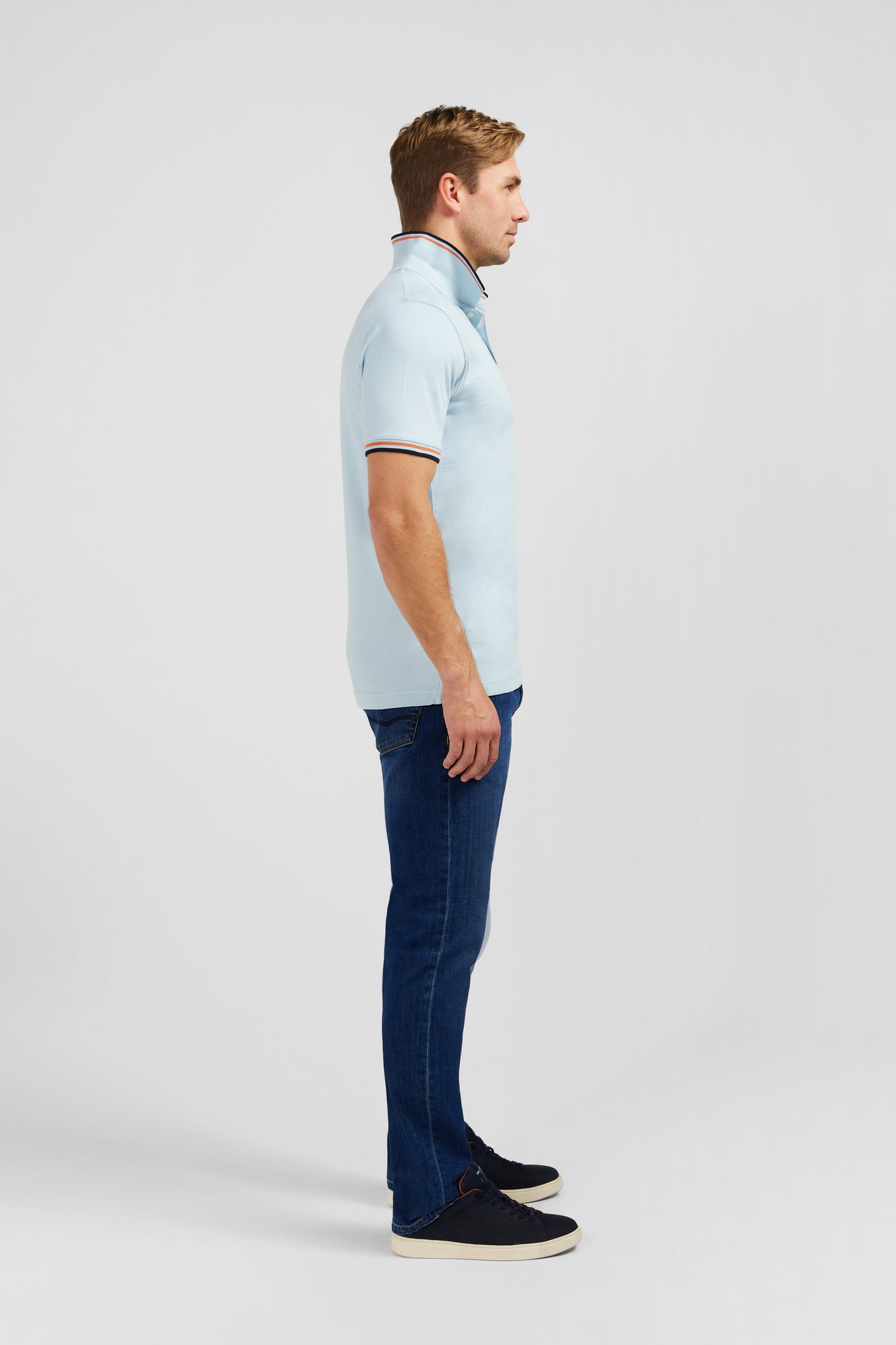 Polo bleu clair en coton Pima
