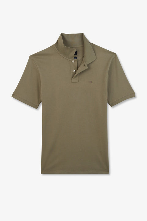 Polo beige uni à manches courtes - Image 2