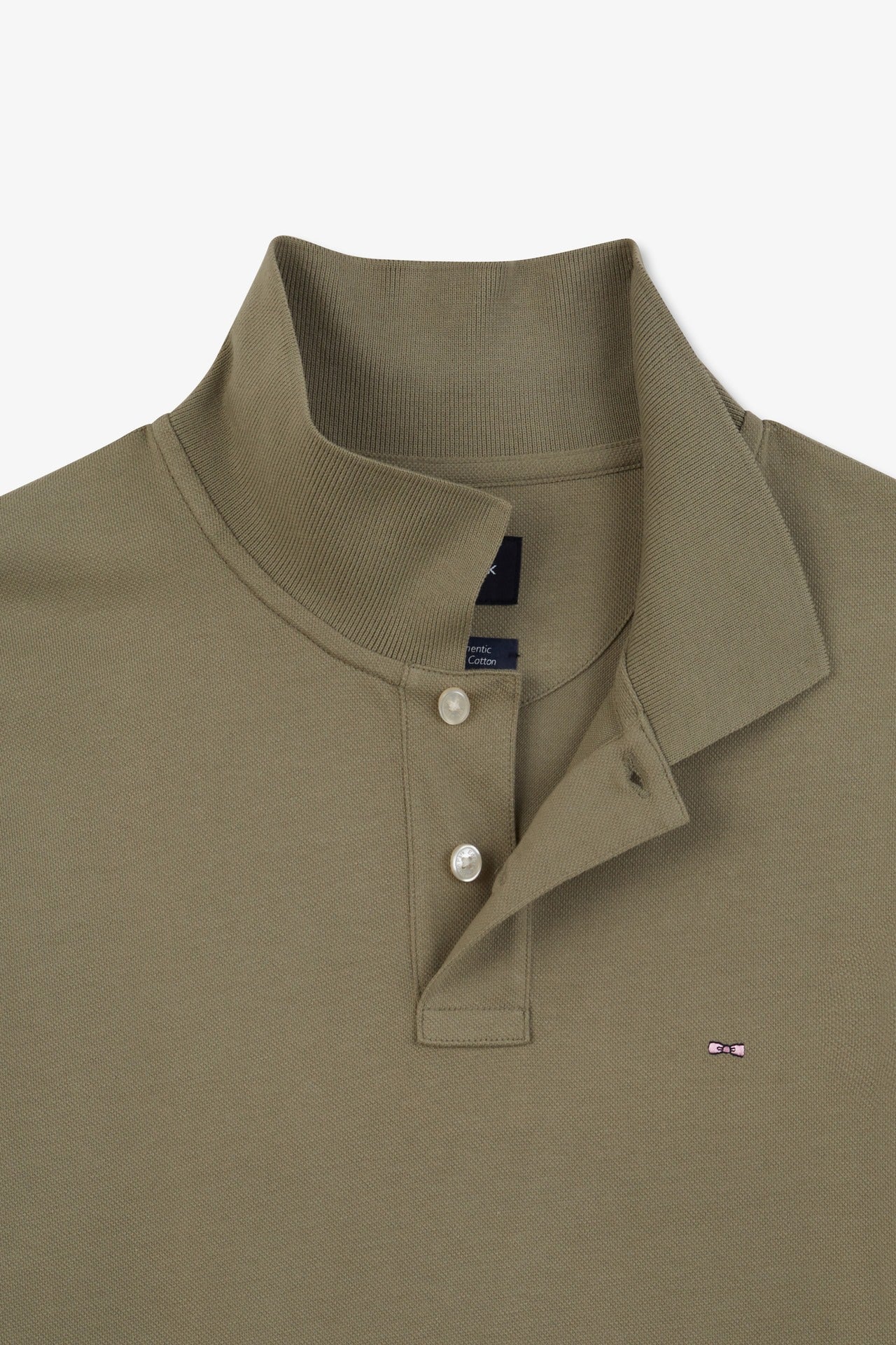 Plain beige short-sleeved polo shirt