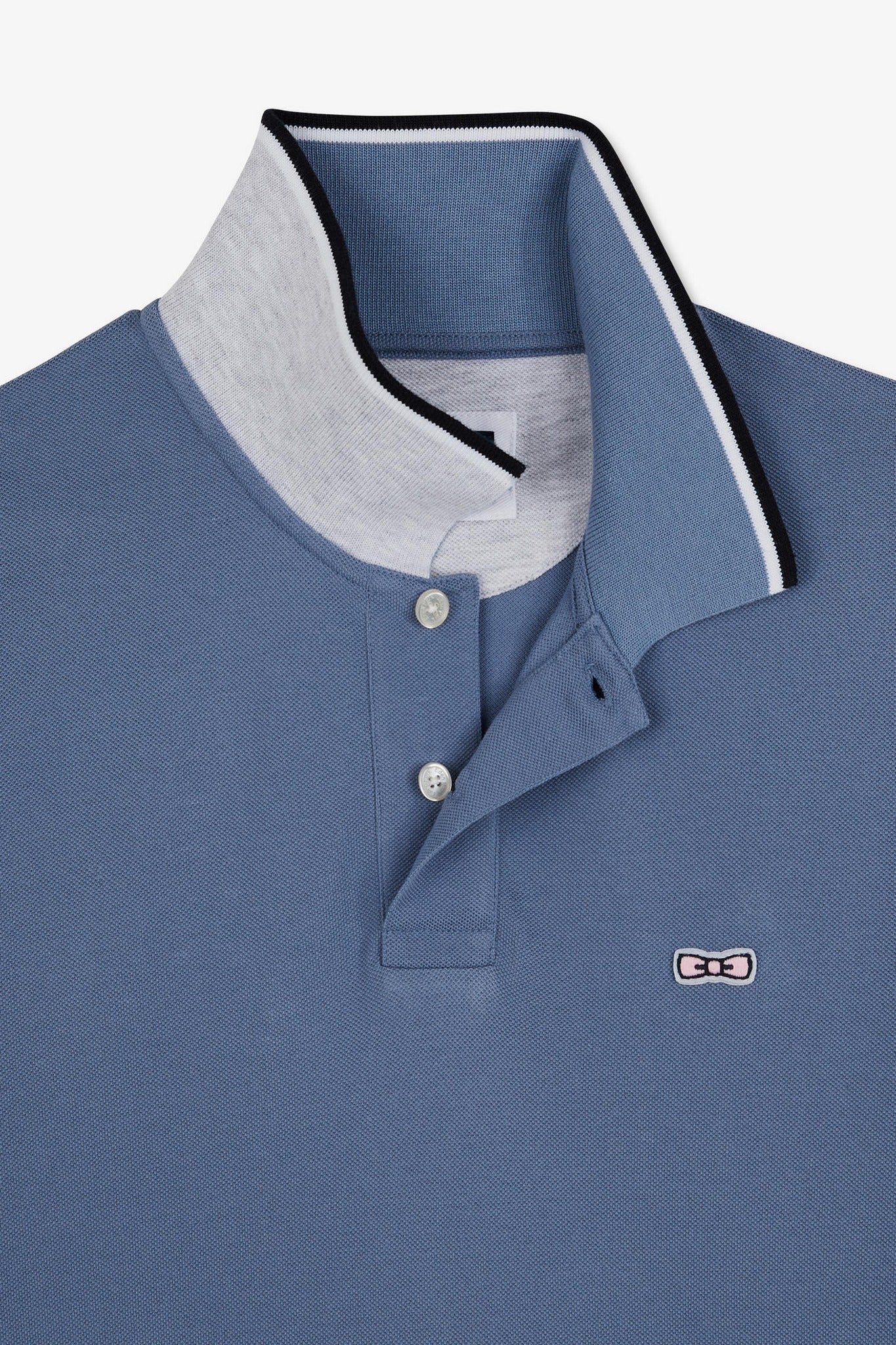 Plain light blue short-sleeved polo shirt