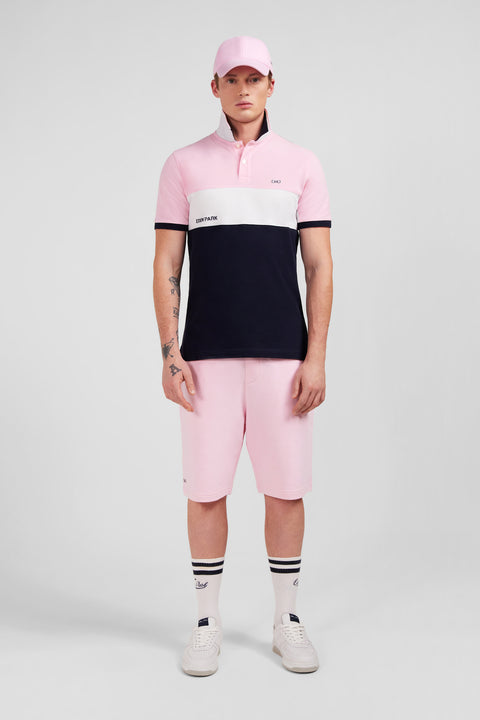 Polo colorblock rose à manches courtes - Image 1